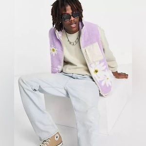ASOS flower floral smiley vest Sherpa